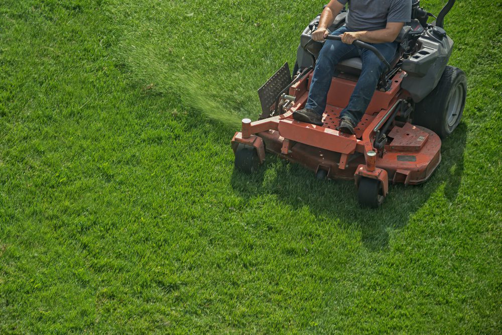 Closeup,Of,A,Riding,Landscaper,On,The,Lawn,Mower,Cutting